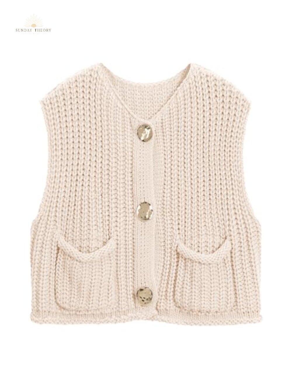 Crochet Sweater Vest Button Down Sleeveless Knit